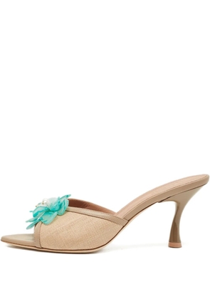 Malone Souliers raffia flower sandals - Neutrals