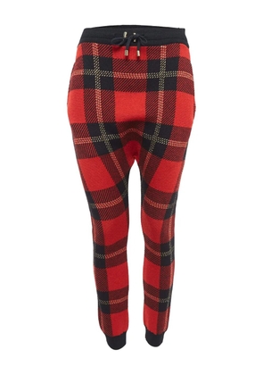 Balmain Pre-Owned lurex plaid trousers - Red