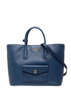 Prada Pre-Owned 2013-2025 Saffiano Cuir Front Pocket Convertible Tote satchel - Blue