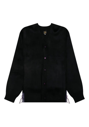 Needles mohair leather-patch cardigan - Black
