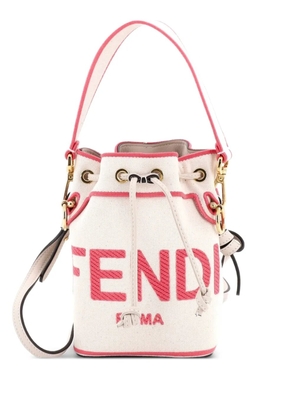 Fendi Pre-Owned Logo Mon Tresor Embroidered Canvas Mini bucket bag - Pink