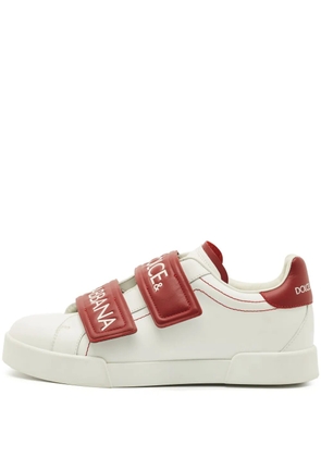 Dolce & Gabbana Pre-Owned leather logo-strap sneakers - White