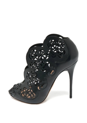 Alexander McQueen Pre-Owned floral-cut peep-toe boots - Black