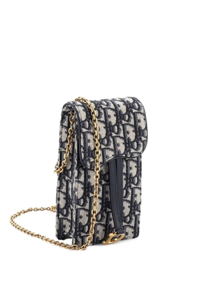 Christian Dior Pre-Owned Vertical Saddle Chain Pouch Oblique Canvas clutch bag - Blue