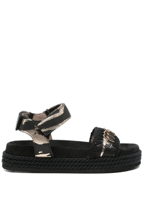 Mou logo-plaque suede sandals - Black