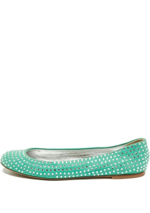 Giuseppe Zanotti euede crystal-embellished ballet flats - Green