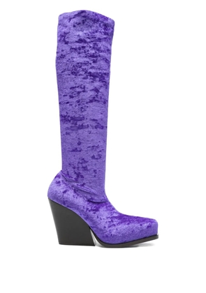 Stella McCartney Pre-Owned 105mm velour knee-high boots - Purple