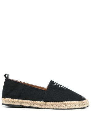Philipp Plein logo-print leather-trim espadrilles - Black