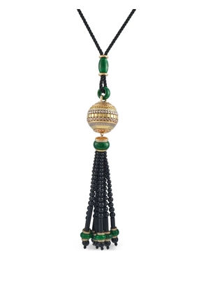 Cicada Jewelry Cicada diamond, jade, and onyx tassel pendant necklace - Gold