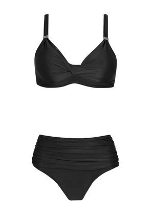 Lygia & Nanny Marianne gathered high-waisted bikini - Black