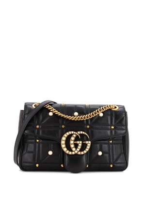 Gucci Pre-Owned Pearly GG Marmont Flap Bag Embellished Matelasse Leather Medium shoulder bag - Black