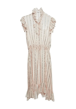 SANDRO pre-owned striped ruffles midi dress - Neutrals