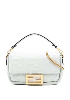 Fendi Pre-Owned 2010-2025 Mini Zucca Embossed Leather Baguette satchel - White