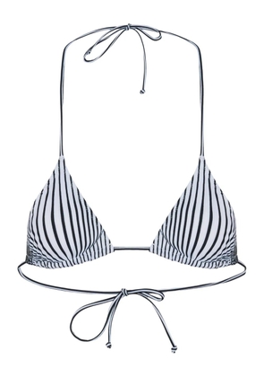 Jean Paul Gaultier pinstripe tie bikini top - White
