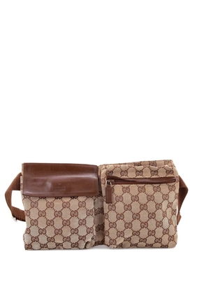 Gucci Pre-Owned Vintage Double GG Canvas with Leather belt bag - Brown