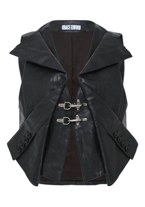 GRACE ELWOOD sleeve-detailed buckle vest - Black