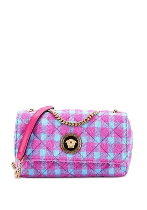 Versace Pre-Owned Medusa Icon Chain Flap Bag Quilted Tweed East West shoulder bag - Blue