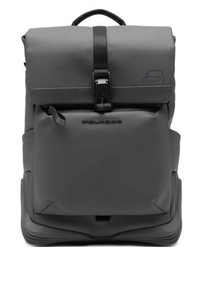 PIQUADRO logo-detail flap backpack - Grey