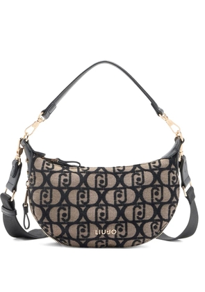 LIU JO small logo-jacquard half-moon shoulder bag - Neutrals