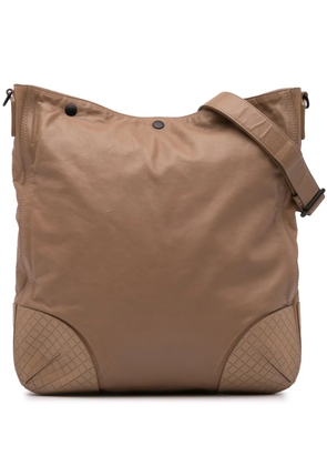 Bottega Veneta Pre-Owned 2012-2024 Intrecciomirage Trimmed Leather crossbody bag - Brown