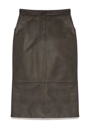 Yves Salomon leather midi skirt - Brown