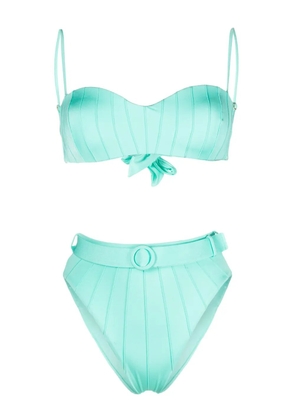 Noire Swimwear high-waist belted bikini set - Blue