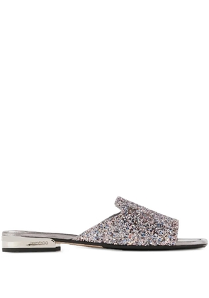 Jimmy Choo Nako glitter logo strap sandals - Silver