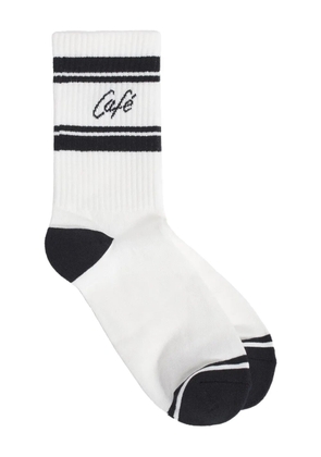 CAFÉ KITSUNÉ striped ribed socks - White
