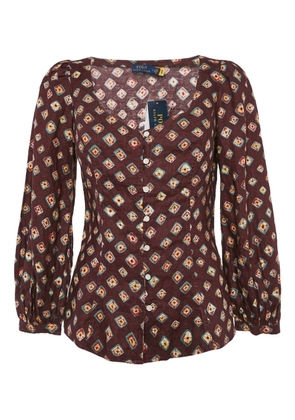 Polo Ralph Lauren Vintage geometric-print linen blouse - Red