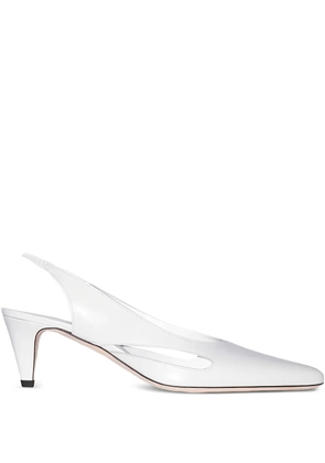 BY FAR cut-out slingback loafers - White