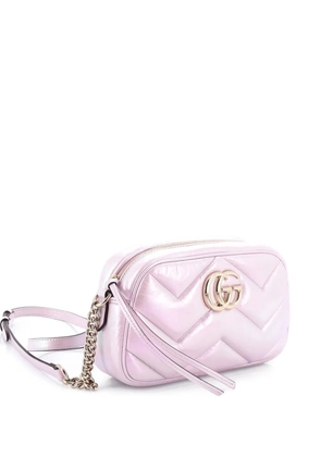 Gucci Pre-Owned GG Marmont Chevron Iridescent Leather Small shoulder bag - Pink