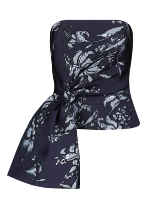 Lela Rose floral-pattern cascade top - Blue