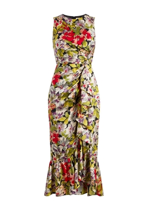 Cinq A Sept Canyon Bloom Elvira floral ruffled midi dress - Black