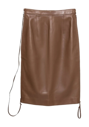 Burberry Pre-Owned leather zipped skirt - Brown