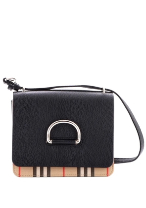 Burberry Pre-Owned D-Ring Leather with Vintage Check Canvas Medium shoulder bag - Black