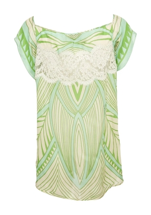 Just Cavalli lace-trimmed silk top - Green