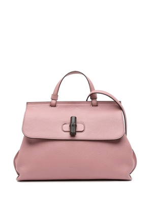 Gucci Pre-Owned 2016-2025 Medium Leather Bamboo Daily satchel - Pink