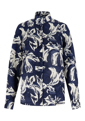 Shanghai Tang floral-print button-up shirt - Blue