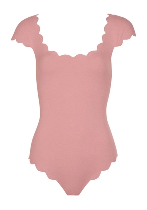 Marysia scalloped short-sleeve swimsuit - Pink