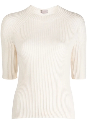 MRZ three-quarter sleeve ribbed knitted top - Neutrals