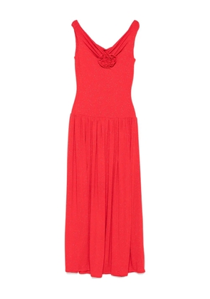 ROSERRY rose-embellished pleated maxi dress - Red