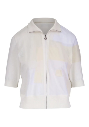 Akris trapezoid jacquard cardigan - White