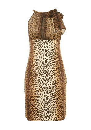 Love Moschino leopard-print halterneck dress - Brown