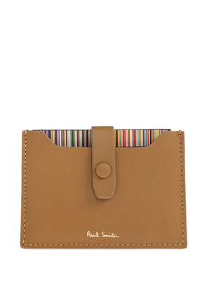 Paul Smith snap-button-closure striped-detail card holder - Brown