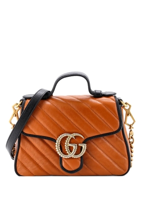 Gucci Pre-Owned GG Marmont Top Handle Flap Bag Diagonal Quilted Leather Mini satchel - Black