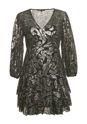 Maje zip-up V-neck long-sleeve dress - Black