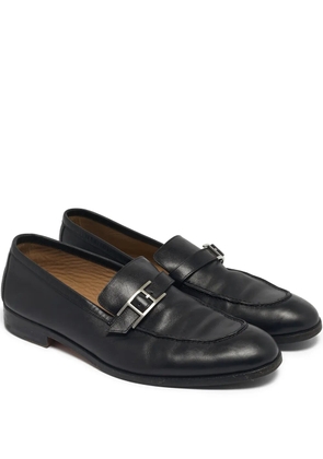 Hermès Pre-Owned Monterey leather buckle-detail loafers - Black