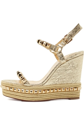 Christian Louboutin Pre-Owned Cataclou studded wedge sandals - Gold