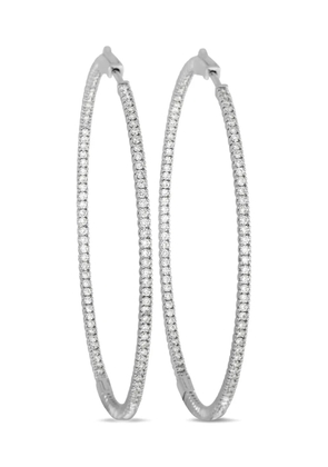 LB Exclusive 14kt white gold Inside Out diamond hoop earrings - Silver