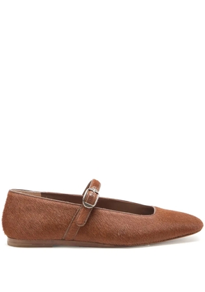 Le Monde Beryl Mary Jane pony hair buckle ballet flats - Brown